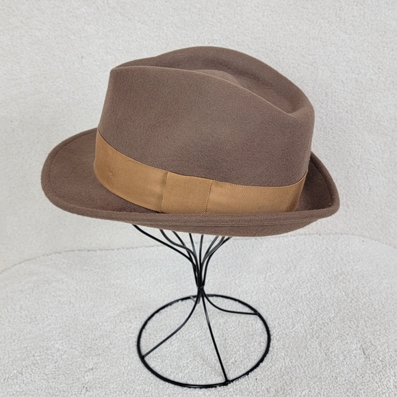 Home Prefer Men's Tan Wool Felt Short Brim Fedora Winter Warm Hat Sz Large - Picture 1 of 10